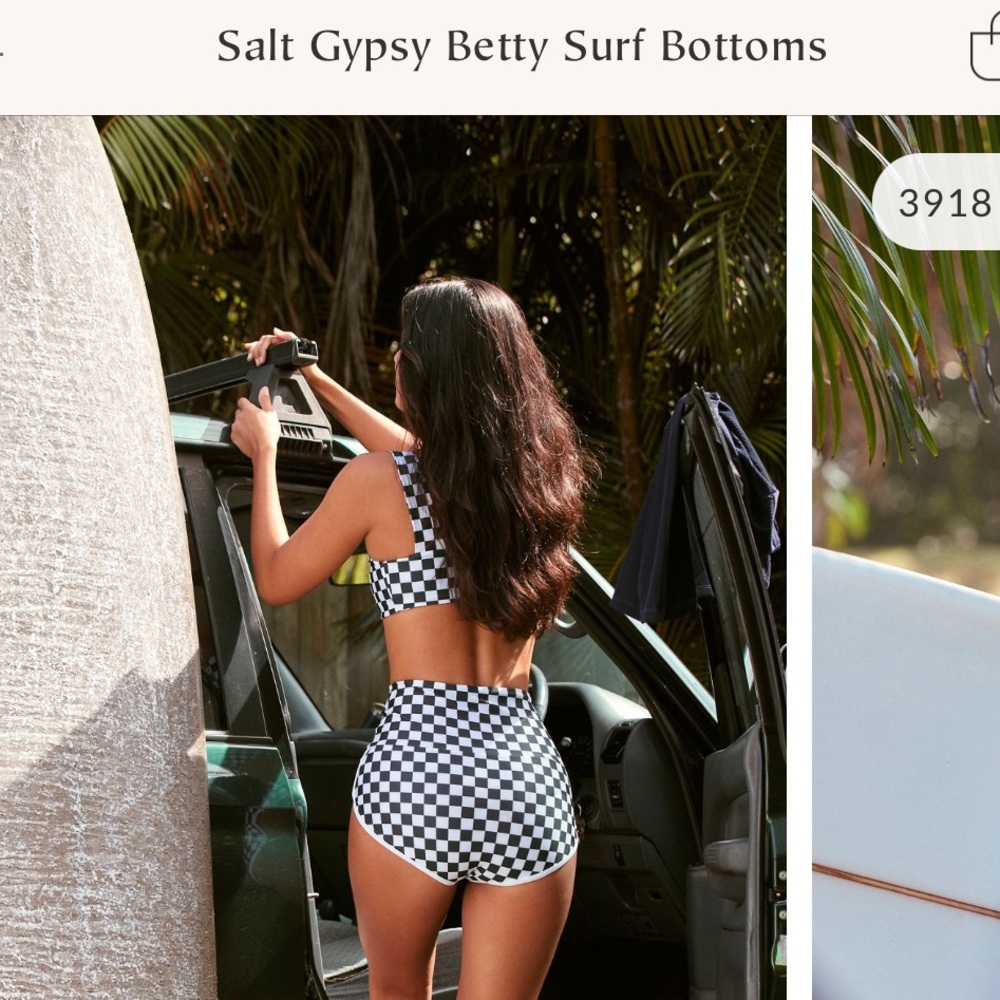 Free People Black & White Checkered High-Waist Surf Shorts